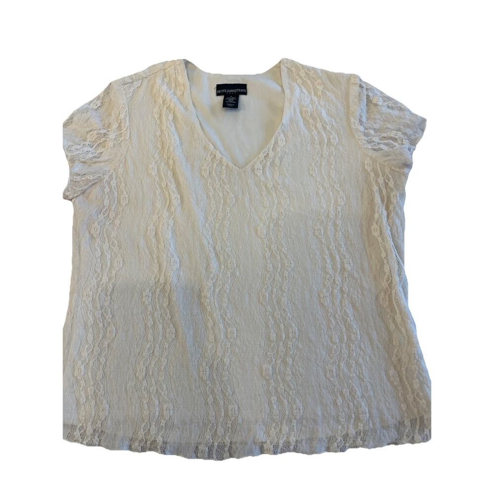 Petite Sophisticate Top Large Mesh Lace Blouse Vtg Fairy Coquette Cottagecore
